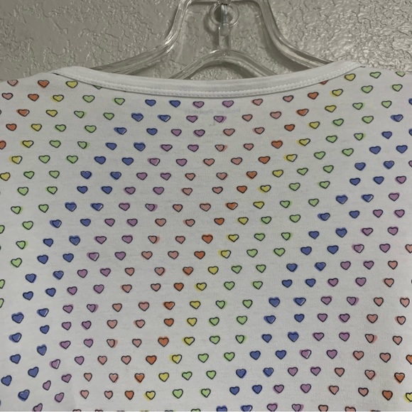 Roller Rabbit Pajama PJ Top Womens L Disco Hearts Henley 3/4 Sleeve Rainbow - Picture 9 of 15